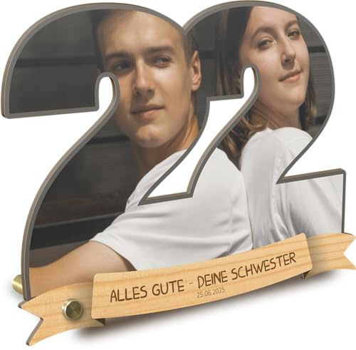 22 Geburtstag - 22 Geburstag Frauen personalisiert - Foto Motiv Holzbild opt. mit Sockel - 22 Geburtstag Männer, 22 Geburtstag Deko, 22. Geburtstag Frau, 22 Jahre Geburtstag, 22 Geburtstag Mann