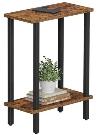 TUTOTAK Small Side Table, Narrow End Table, Skinny Sofa Table, Slim Nightstand, Living Room, Bed Room, Brown TB01BB062EU