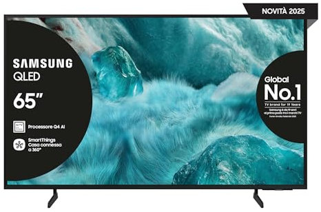 Samsung Smart TV 65'' QE65Q7F5AUXZT QLED 4K, Q4 AI Processor, 4K Upscaling, OTS Lite, Slim Look Design, 2025, 65, Q7F5 BASE CENTRALE