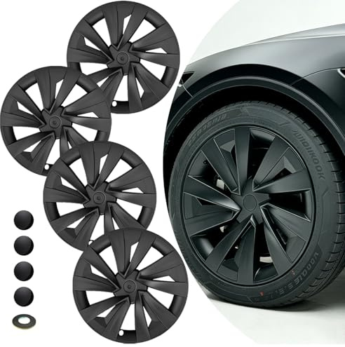 KAVANIC 4Stück Radkappen für Tesla Model Y Juniper 19 Zoll 2025 2026 | für Model Y Juniper Radkappen 19 Zoll Crossflow Wheels(RWD/AWD), Sport Style Aerodynamisches Design, Große Reichweite
