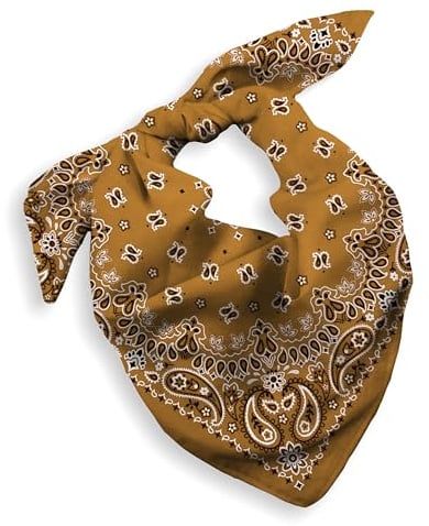 Every-ville Geschenkverpackung Bandana für Damen & Herren - 100% Baumwolle (Cotton Bandana), Paisley-Muster, 55x55 cm, 1er Pack, Braun - Großes Halstuch Bandanna Cowboy-Tuch​​