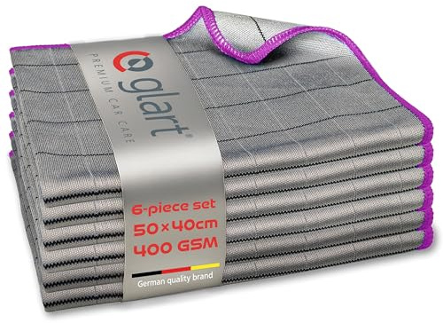 Glart 44C6P Chiffons Carbone 6X, Microfibre pour vitres 32x32 cm, 400 GSM