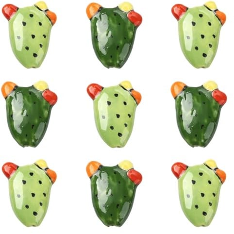 Airssory 10 perline distanziali in ceramica a forma di cactus verde, 2 colori, a tema deserto, per gioielli fai da te, bracciali, collane, orecchini, artigianato, portachiavi, decorazione per telefono