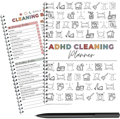 ADHD Cleaning Planner, Bundle Household Cleaning Schedul Book, ADHD Daily Planners Adult Check List for Daily, Weekly, Monthly, Annually Organizer