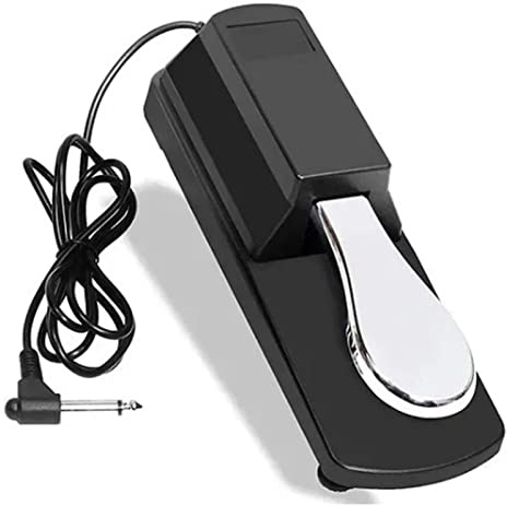 Sustain-Pedal, Digitalpiano-Tastatur, elektronische Orgel, universelles Sustain-Pedalteil, rutschfestes silbernes Kunststoff-Doppelpol-Schalterpedal für Klavier