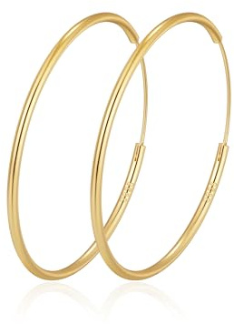 MOROTOLE Creolen Silber 925 für Damen 14 Karat Vergoldete Gold/Silber Endlos Creolenes Hypoallergene Große Ohrringe Gold Silber Creolen 30/40/50/60/70 mm