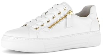 Gabor Damen Low-Top Sneaker, Frauen Sneaker,Moderate Mehrweite (G),Weiss/Platino (51),39 EU / 6 UK