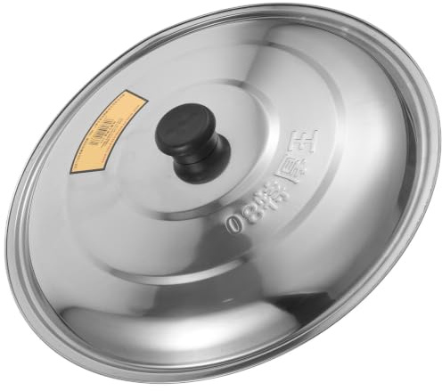 Pfannendeckel 33cm Durchmesser aus Edelstahl Runder Topfdeckel | Standbarer Deckel, Leicht und Silber, für Pfanne und Fass, Hält Dampf
