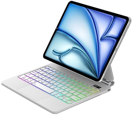 Magic Keyboard for iPad Air 11(M4 2026, M3 2025, M2 2024)/Air 10.9(5e/4e Gén) and iPad Pro 11(2018-2022), Slim Magnetic Floating Stand and Multi-Touch Trackpad, UK Keyboard Case with Backlit, White