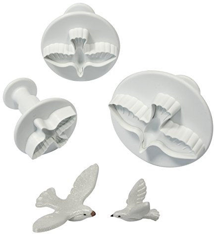 PME DV1010 Lot de 3 Emporte Pièces à Poussoir Colombes, Plastique, Blanc, 9 x 2 x 9 cmDV1010
