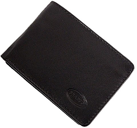 GoBago Branco kleine Leder Herren Geldbörse Geldbeutel Portemonnaie Minibörse 10x7x1cm (Schwarz)