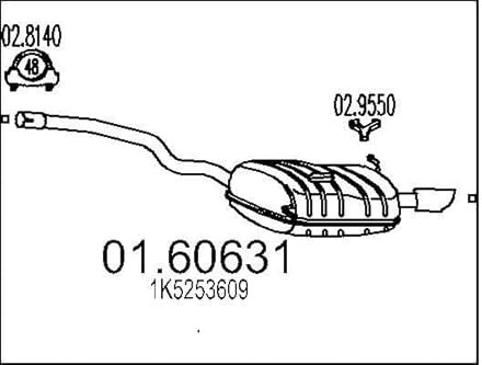 MTS 01.60631 Endschalldämpfer Endtopf 1200mm 7,55kg