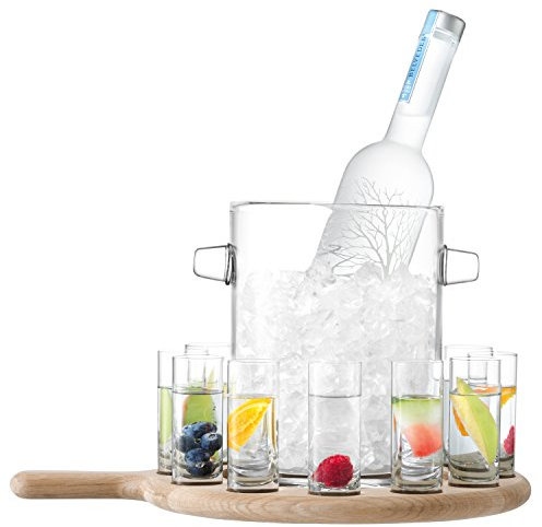 LSA International 38.5 cm, Oak, Clear, Vodka Serving Set & Oak Paddle L38.5cm, Clear