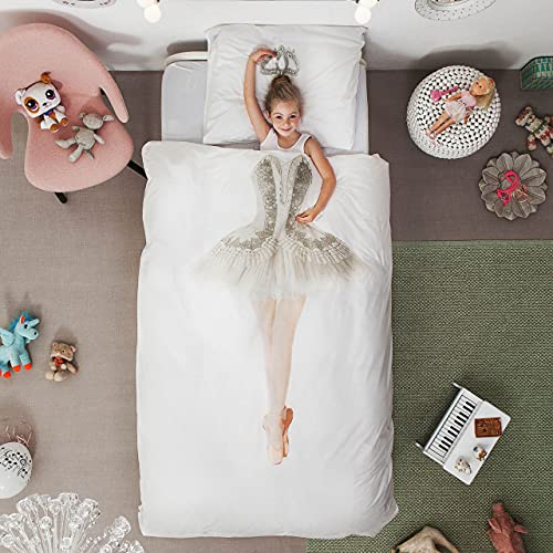 Snurk Kinder Bettwäsche Set Garnitur Heimtextilie Bettdecke Kopfkissen Ballerina 135 x 200 cm 100% Baumwolle