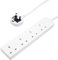 Invero® 4 Way Gang Power Mains Extension Lead Cable 1M Metre British Approved 13A Amps - White