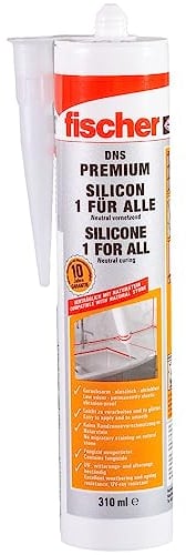 fischer Natursteinsilikon DNS, Silikon-Dichtstoff für Marmor und Naturstein, Kartusche zum Abdichten, Verfugen und Kleben, geruchsarm, für den Innen- und Außenbereich, 310 ml, transparent