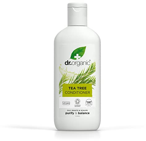 Dr. Organic Teebaum Conditioner, Reinigend, Fettige Wurzeln & Kopfhaut, Herren, Damen, natürlich, vegan, tierversuchsfrei, paraben- und SLS-frei, zertifiziert biologisch, 265ml