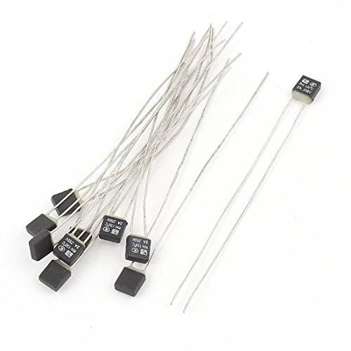 sourcing map 10 piezas nuevo fusible térmico de control de temperatura de doble cable RH 130C 250 V 2 a negro