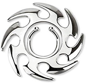 Paula & Fritz® Fake Brustwarzen-Piercing Brustpiercing Frau Maenner Intimpiercing Mann Nippelpiercing Schild Sägeblatt Edelstahl Chirurgenstahl 316L KX004