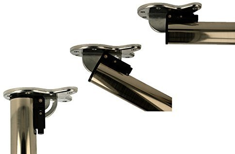 MS Beschläge® abklappbares Tischbein Möbelfuss Tischfuss ø 50mm aus Metall Höhe 870mm (Edelstahl Finish)