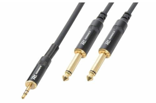 Power Dynamics PD Connex Câble Audio Cordon Jack 3,5 Mâle Stéréo/2x Jack 6,35 Mono - 6m - Idéal pour Relier vos Enceintes de Sonorisation