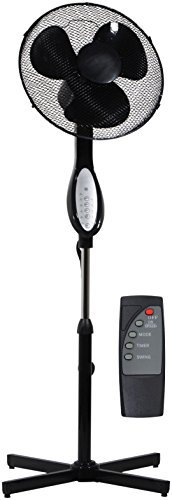 Prem-i-air 16 Pedestal Fan Oscillating 3 Speeds + Remote Control (Black)