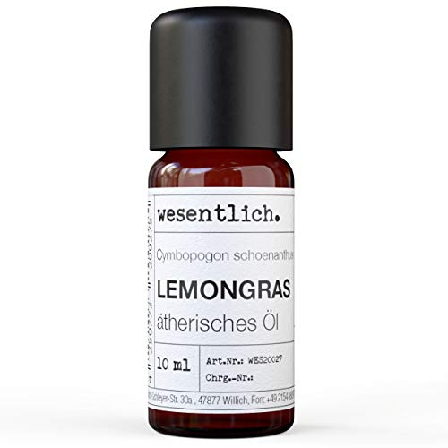 wesentlich - Aceite de hierba de limón, aceite esencial puro, 100 % natural en botella de cristal (10 ml)
