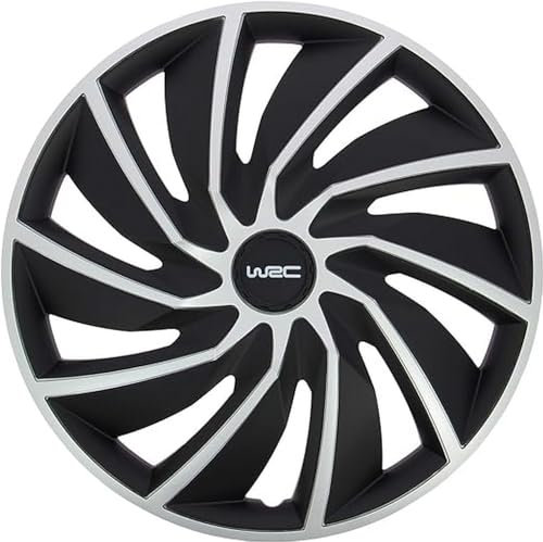WRC 007597 4 Radkappen 14 Zoll, Radzierblende Turbo Bicolor Grau und Schwarz
