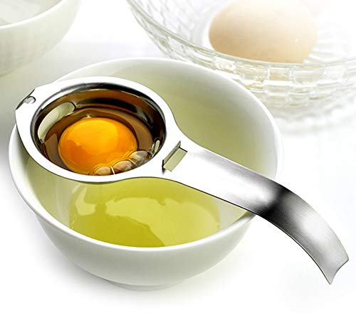 Brussels08 1Pc Stainless Steel Handheld Egg Divider Stainless Steel Egg White Yolk Filter Separator Sieve Kitchen Cooking Tool Egg White Divider Strainer Egg Sieve Egg Extractor Random