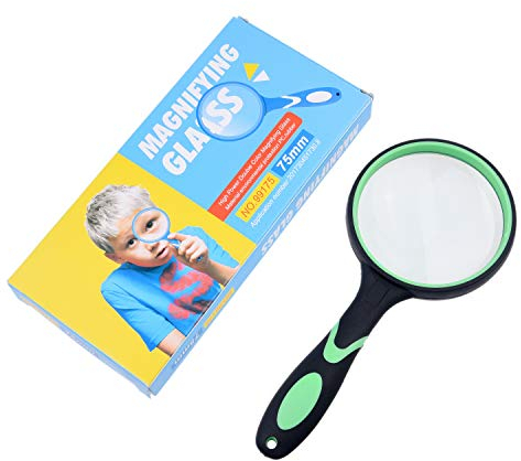 Kare & Kind 8X Handleselupe - 75 mm große Lupe - rutschfester, weicher Griff - ideal für wissenschaftliche Zwecke, zum Lesen von Büchern, Zeitungen - zur Beobachtung von Insekten und Pflanzen