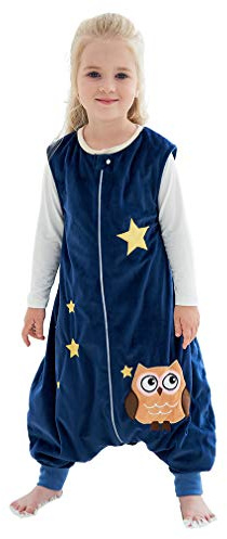 COOKY.D Dunkelblau Eule Unisex Ärmelloser Babyschlafsack,5-6 Jahre | Cartoon-Tierdruck,Neugeborene Reißverschluss Niedliche Schlafdecke Strampelsack,Kuschelig Leicht zu Wechseln