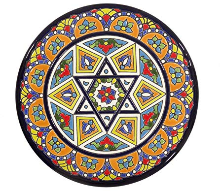 Platos Decorativos para Pared, Pintados a Mano con la técnica de la Cuerda Seca. Cerámica Andaluza. Grabado y Cerámica Española. 25 cm.52501