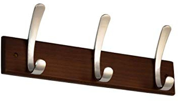 BRESKO Hakenleiste 3 Haken Kleiderhaken Garderobenhaken Garderobenleiste Wandhaken 3er 330x110mm silber/braun
