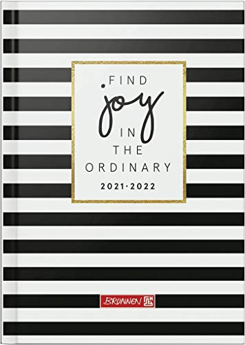 BRUNNEN 1071820172 Schülerkalender 2021/2022 (18 Monate) „Stripes“ 2 Seiten = 1 Woche, Blattgröße 12 x 16 cm, A6, Hardcover-Einband