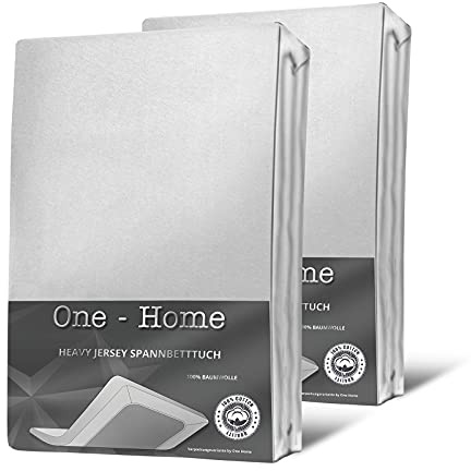 one-home 2er Set Jersey Spannbettlaken Spannbetttuch weich Heavy Baumwolle Rundumgummizug, Farbe:Weiß, Größe:180x200 cm- 200x200 cm Topper