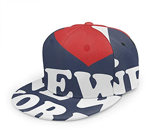 Oaieltj Unisex Baseball Cap Damen Herren Einstellbare Snapback Flat Bill Brim Baseball Cap Cool Hip Hop Hat, I Love Heart New York, One size