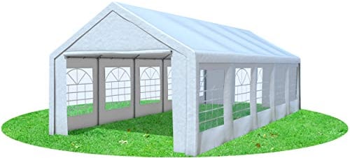 Stabilezelte Partyzelt 4x9 Classic Premium PVC 400 g/m² wasserdicht inkl. Seiten Festzelt Gartenzelt Weiß