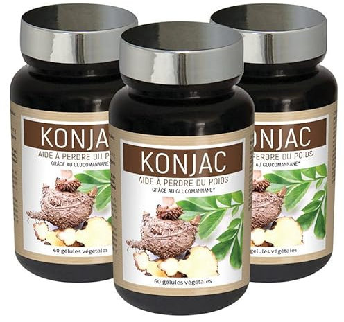 NUTRIEXPERT – Konjac – Réduit la sensation de faim – Contribue à la perte de poids – Riche en Fibres Alimentaires – Complément Alimentaire 100% Extraits naturels de Plantes – Lot de 3 produits