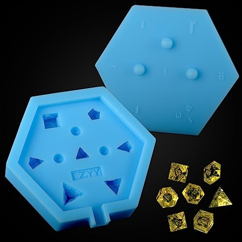 DND Würfelform Silikon 7 Standard polyedrische scharfe Kanten Würfelplatte Form für D&D, Tischplatte RPG