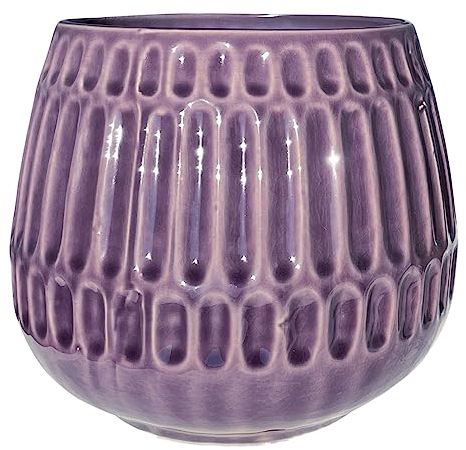 Nordring Maceta Riff - Macetero Decorativo Redondo para Flores e Plantas para Interiores L (16,5 cm ø), Violeta, Cerámica