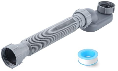 Low Profile 1 1/2 P Trap, Flexible Bathtub Shower Drain Pipe, Flat P Trap Freestanding Tub Drain for Bath