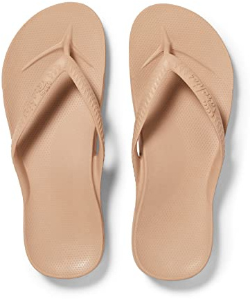 ARCHIES Arch Support Flip Flops for Men & Women – Orthotic Sandals for Plantar Fasciitis Relief – Lightweight, Cushioning, Shock-Absorbing Sandals for Walking, Foot Pain - Tan (UK 8)