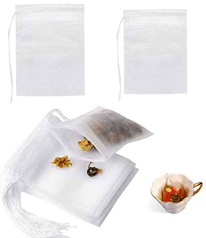 200 Pezzi Sacchetti Filtranti per Tè Filtro Tessuto in Carta Usa e Getta Bustine per Tisane con Coulisse Bustine Te Vuote Filtro Tea Usa e Getta con Coulisse Bustina di Tè 7 X 9 cm 6 X 8 cm
