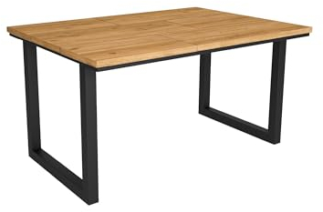 Skraut Home - Mesa de Comedor | 6 Comensales | 140 | Robusta y Estable Gracias a su Estructura y Patas macizas | Ideal para reuniones Familiares | Roble | Estilo Industrial