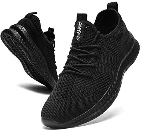CAIQDM Schuhe Herren Laufschuhe Sneaker Outdoor Sportschuhe Turnschuhe Männer Joggingschuhe Atmungsaktiv Running Shoes Men Walking Schuhe Freizeitschuhe Fitness Schuhe Schwarz 49 EU