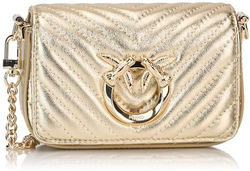 Pinko Love Click Micro Metal Sheep Nappa Chevron, Damen-Tasche, ZZLB_Oro-Block Color, Zzlb_Gold-block Color