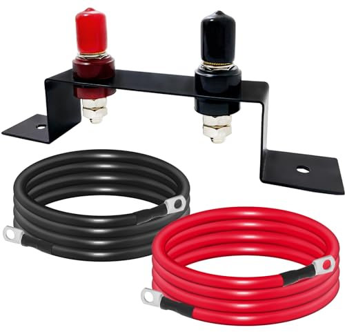 Onfunlee Battery Relocation Kit, Remote Battery Terminals, Waterproof Remote Terminal Jumper Post, Top Post Extension W/Cable & Mounting Bracket, for Trucks UTV ATV Car RV Boat Trailer