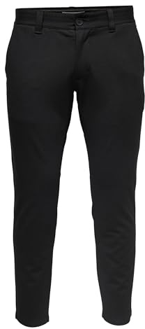 Only & Sons Herren Chino Hose ONSMARK - Slim Fit - Schwarz Grau Blau Grün, Größe:32W / 36L, Farbe:Black 22010209