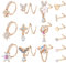 Kakonia 15 Stück 20G Baumelnder Nasenring Nasenpiercing Stecker für Damen Nasenstecker Nasenpiercing Ring Gold Silber L Form Korkenzieher Nose Stud RingPiercing für Damen