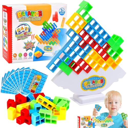 Tetra Tower Balance-Spiel, Balance-Blöcke, Puzzle-Spiel namens Tetris Tower Balance für Kinder und Erwachsene, Denkspiel, Bausteine, Intelligenz (32-Blocks)